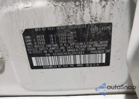 2016 Subaru Legacy 3.6R Limited from USA, damaged, VIN 4S3BNEN69G3042695